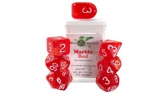 Set Of 7 Dice w/ Arch'd4: Marble Red W/White